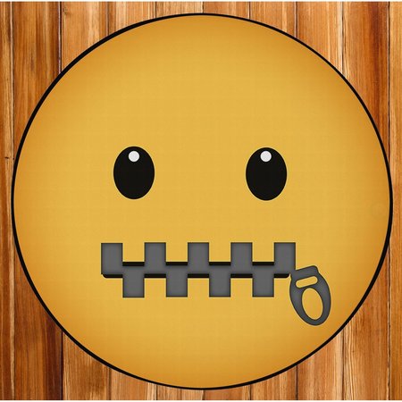 DEERLUX Emoji Style Round Funny Smiley Face Kids Area Rug, Lip Sealed Emoji Rug, 24 x 24 QI003873.XS